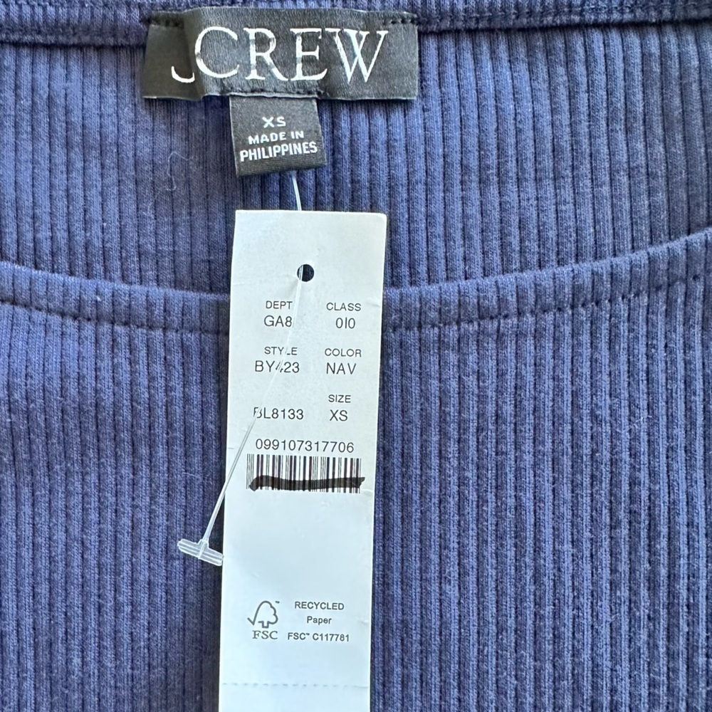 NEW‎ J. CREW Vintage rib ruffle boatneck tank top in navy blue Size XS - Picture 7 of 8